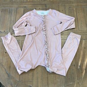 SweetHoney ruffled mauve dreamer one piece pajamas